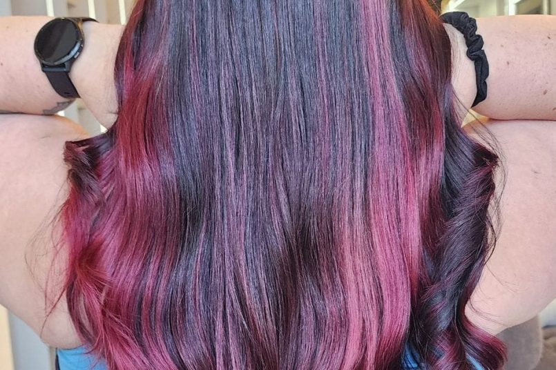 back of a girl with balayage hair